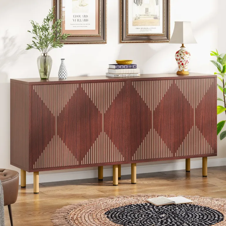 Fashion Tribesigns Modern Sideboard Buffet, 58" Wood Storage Cabinet with Doors