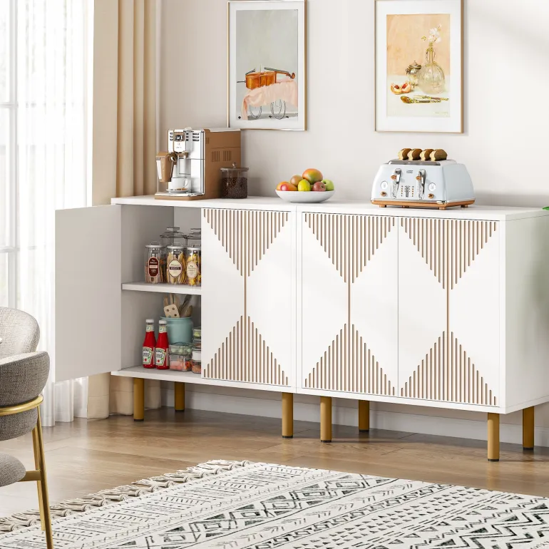 Fashion Tribesigns Modern Sideboard Buffet, 58" Wood Storage Cabinet with Doors