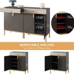 Hot Tribesigns Modern Sideboard Buffet Kitchen Cabinet with Drawer & Removable Shelves