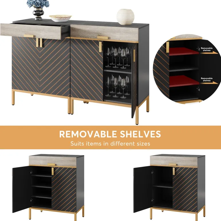 Hot Tribesigns Modern Sideboard Buffet Kitchen Cabinet with Drawer & Removable Shelves