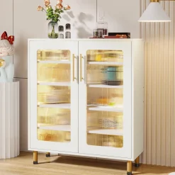 Sale Tribesigns Modern Sideboard Buffet Storage Cabinet with LED Light & Acrylic Doors