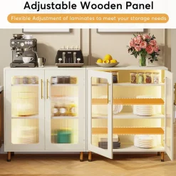 Sale Tribesigns Modern Sideboard Buffet Storage Cabinet with LED Light & Acrylic Doors