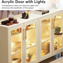 Sale Tribesigns Modern Sideboard Buffet Storage Cabinet with LED Light & Acrylic Doors