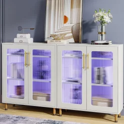 Sale Tribesigns Modern Sideboard Buffet Storage Cabinet with LED Light & Acrylic Doors