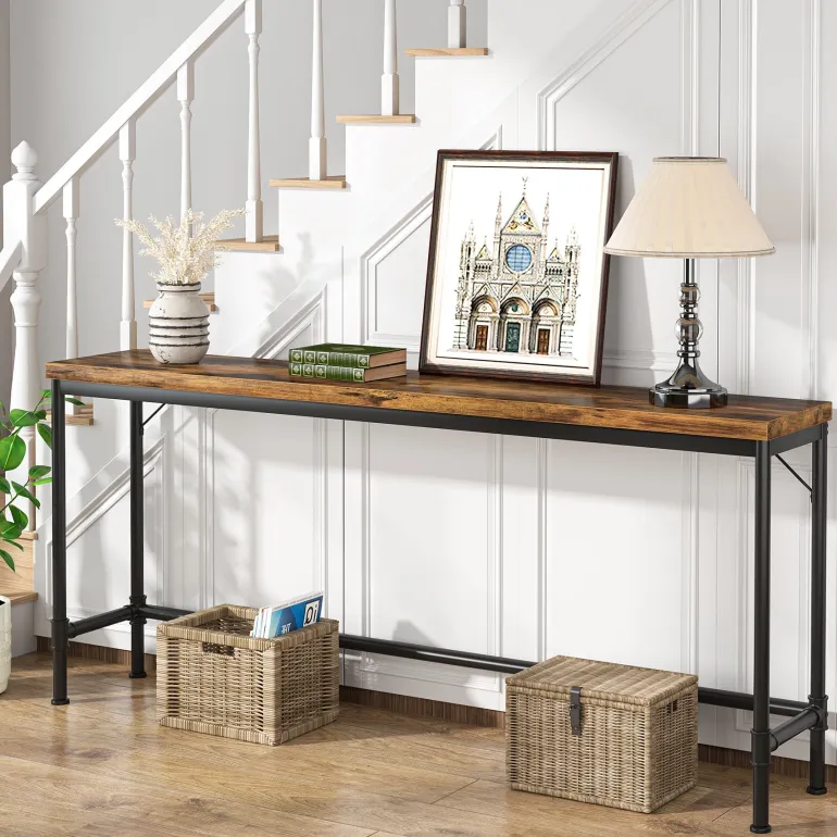 Clearance Tribesigns Narrow Console Table, 70.9" Extra Long Sofa Table Industrial Hallway Table