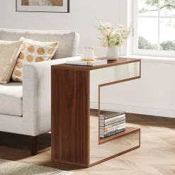 Best Tribesigns Narrow End Table, Mirrored Sofa Side Table With Storage Shelf