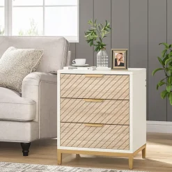 Hot Tribesigns Nightstand, 3 Drawers Bedside End Table for Bedroom
