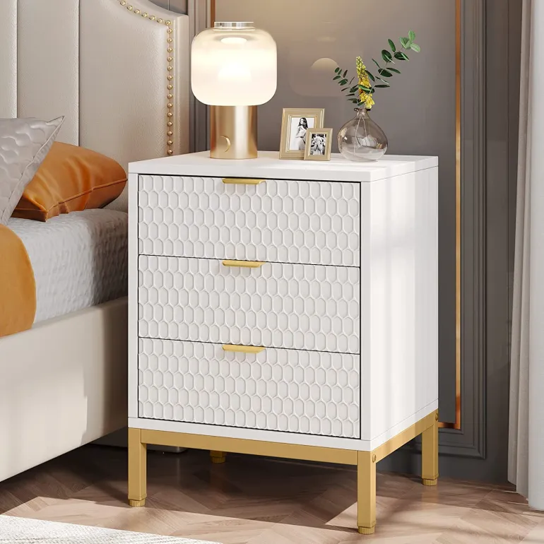 Hot Tribesigns Nightstand, 25.8" Tall Bedside Table with 3 Drawers