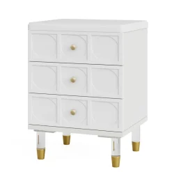 Cheap Tribesigns Nightstand, 3-Drawer Bedside Table with Acrylic Metal Legs