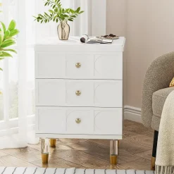 Cheap Tribesigns Nightstand, 3-Drawer Bedside Table with Acrylic Metal Legs