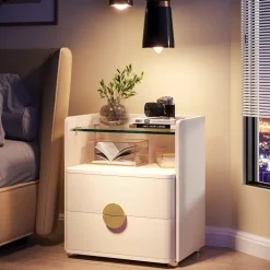 Best Tribesigns Nightstand, 2-Drawer Modern Bedside Table with Open Storage