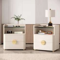 Best Tribesigns Nightstand, 2-Drawer Modern Bedside Table with Open Storage
