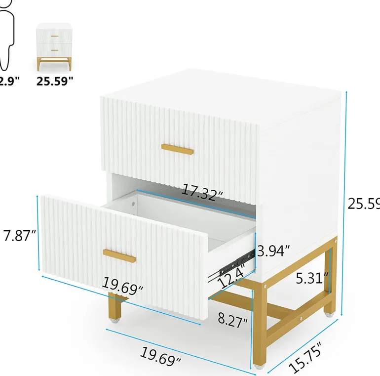 Best Sale Tribesigns Nightstand, Modern Bed Side End Table with 2-Drawer