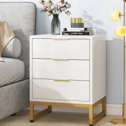 Sale Tribesigns Nightstand, Modern Bedside End Table with 3 Storage Drawers