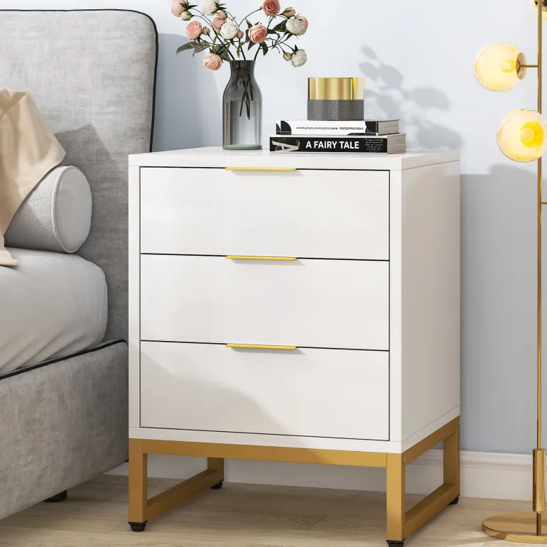 Sale Tribesigns Nightstand, Modern Bedside End Table with 3 Storage Drawers