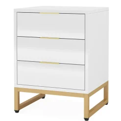 Sale Tribesigns Nightstand, Modern Bedside End Table with 3 Storage Drawers