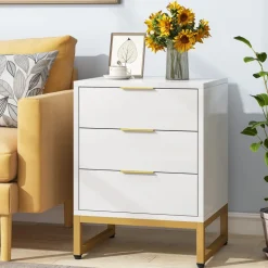 Sale Tribesigns Nightstand, Modern Bedside End Table with 3 Storage Drawers