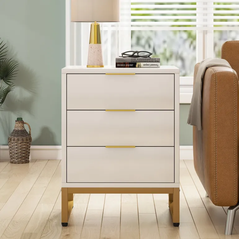 Sale Tribesigns Nightstand, Modern Bedside End Table with 3 Storage Drawers