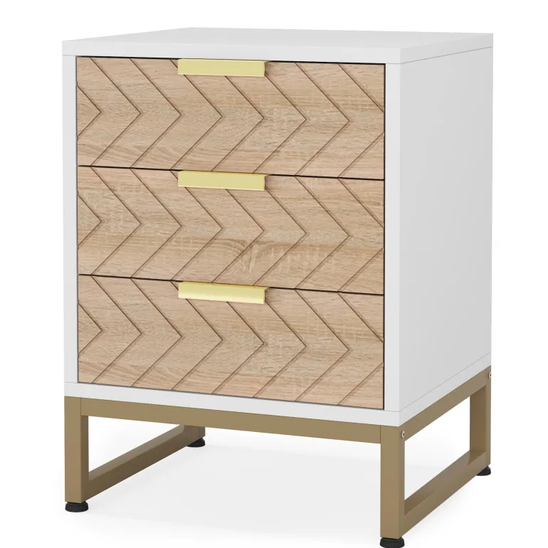 Sale Tribesigns Nightstand, Modern Bedside End Table with 3 Storage Drawers