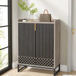 Outlet Tribesigns 25-Pair Shoe Cabinet with Doors, 5-Tier Modern Shoe Rack Organizer