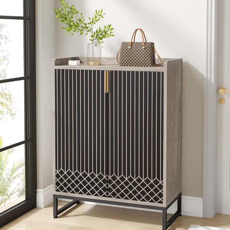 Outlet Tribesigns 25-Pair Shoe Cabinet with Doors, 5-Tier Modern Shoe Rack Organizer