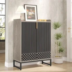 Outlet Tribesigns 25-Pair Shoe Cabinet with Doors, 5-Tier Modern Shoe Rack Organizer