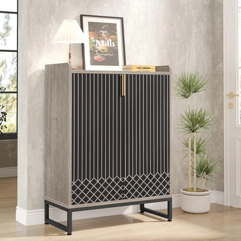 Outlet Tribesigns 25-Pair Shoe Cabinet with Doors, 5-Tier Modern Shoe Rack Organizer