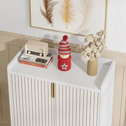 Outlet Tribesigns 25-Pair Shoe Cabinet with Doors, 5-Tier Modern Shoe Rack Organizer