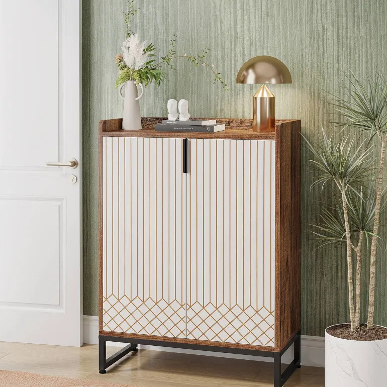 Outlet Tribesigns 25-Pair Shoe Cabinet with Doors, 5-Tier Modern Shoe Rack Organizer