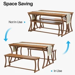 Best Tribesigns 4-Piece 51-Inch Dining Table Set with 2 Benches & Table Runner