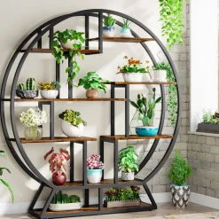 Best Tribesigns Plant Stand, 63" Round Flower Pot Plant Rack with 8 Shelves