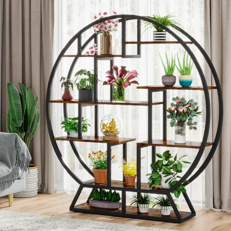 Best Tribesigns Plant Stand, 63" Round Flower Pot Plant Rack with 8 Shelves
