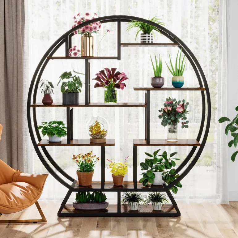 Best Tribesigns Plant Stand, 63" Round Flower Pot Plant Rack with 8 Shelves