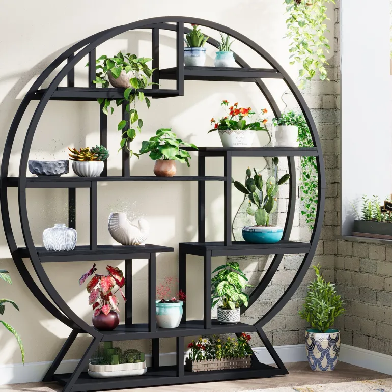 Best Tribesigns Plant Stand, 63" Round Flower Pot Plant Rack with 8 Shelves