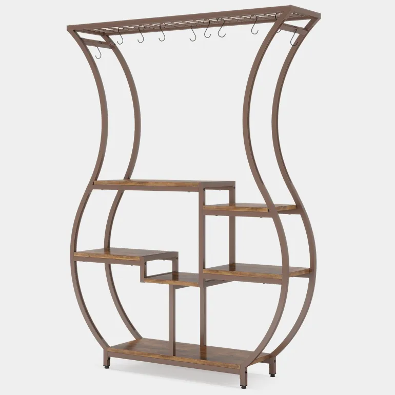Cheap Tribesigns Plant Stand, Vase Shape 6-Tier Plant Display Rack with 10 Hanging Hooks