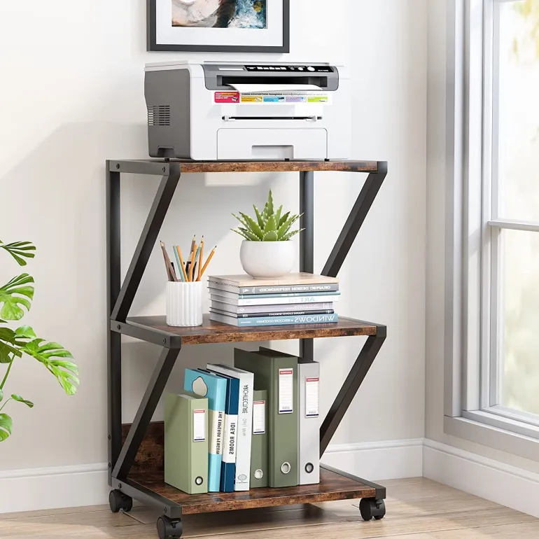 Discount Tribesigns Printer Stand, 3-Tier Rolling Printer Cart Under Desk Storage Shelf