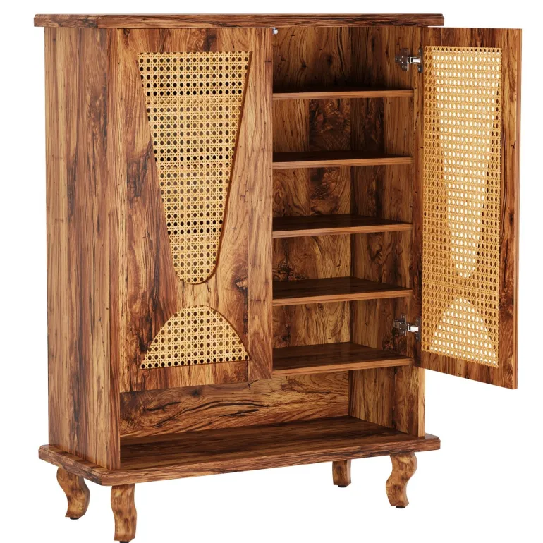 Flash Sale Tribesigns Rattan Shoe Cabinet, 5 - Tier Hidden Shoe Rack with Ventilated Doors