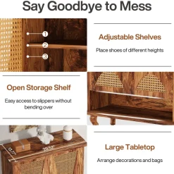 Flash Sale Tribesigns Rattan Shoe Cabinet, 5 - Tier Hidden Shoe Rack with Ventilated Doors