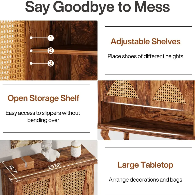 Flash Sale Tribesigns Rattan Shoe Cabinet, 5 - Tier Hidden Shoe Rack with Ventilated Doors