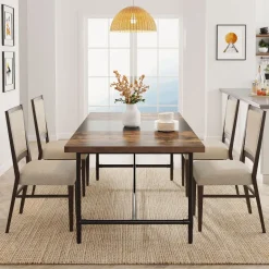 Cheap Tribesigns Rectangle Dining Table, Industrial Breakfast Dinner Table for 6 - 8 people