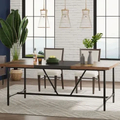 Cheap Tribesigns Rectangle Dining Table, Industrial Breakfast Dinner Table for 6 - 8 people