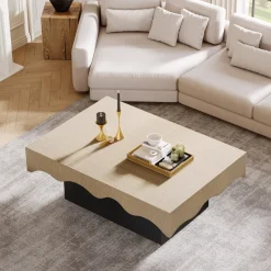 Hot Tribesigns Rectangular Coffee Table, Farmhouse Center Table Cocktail Table