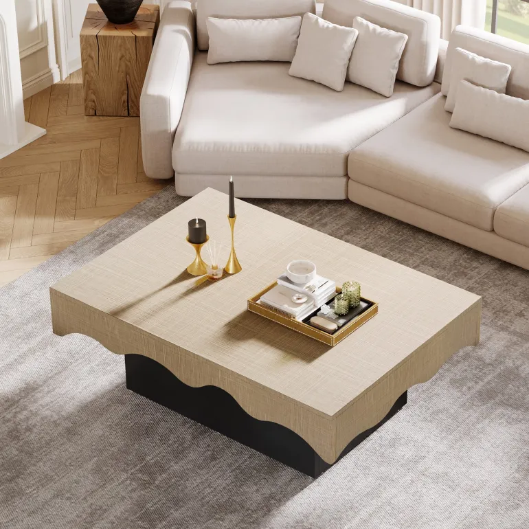 Hot Tribesigns Rectangular Coffee Table, Farmhouse Center Table Cocktail Table