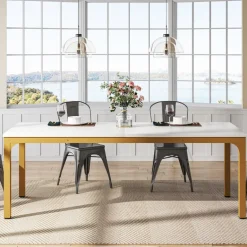 New Tribesigns Rectangular Dining Table, 78 inch Long Kitchen Table for 6-8 People