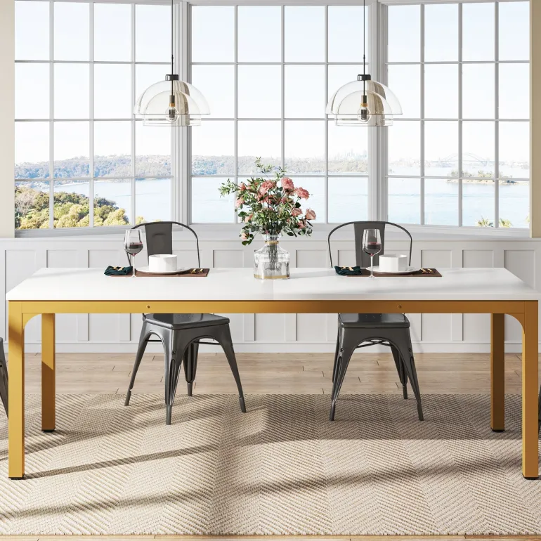 New Tribesigns Rectangular Dining Table, 78 inch Long Kitchen Table for 6-8 People