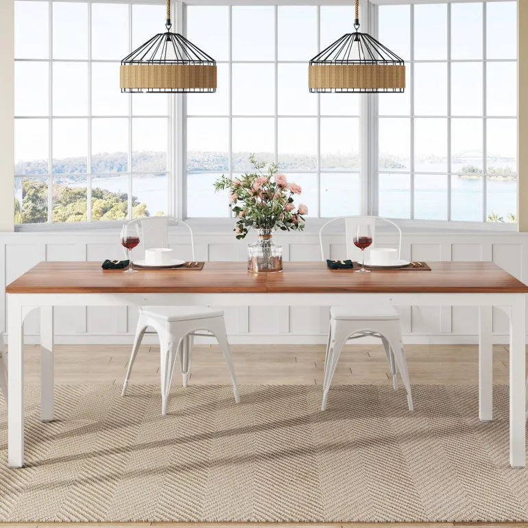 New Tribesigns Rectangular Dining Table, 78 inch Long Kitchen Table for 6-8 People