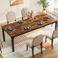 New Tribesigns Rectangular Dining Table, 78 inch Long Kitchen Table for 6-8 People