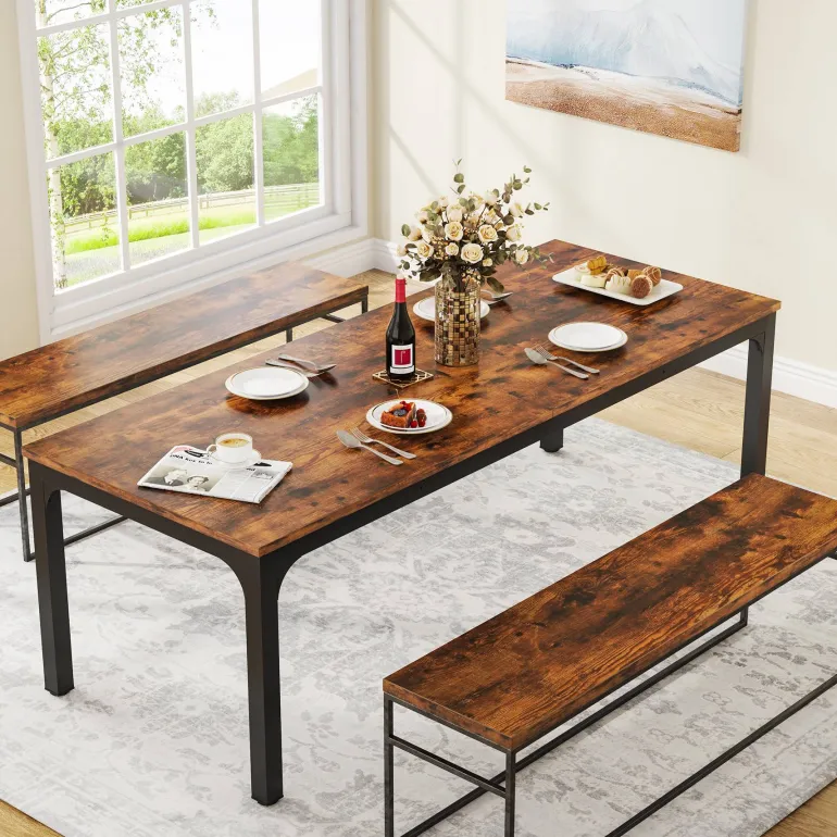 New Tribesigns Rectangular Dining Table, 78 inch Long Kitchen Table for 6-8 People