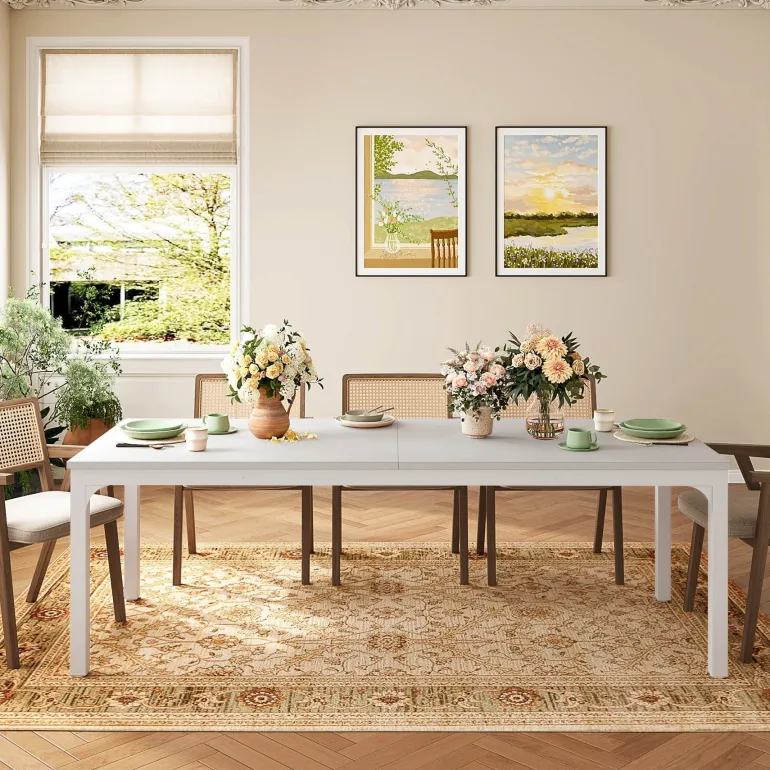 New Tribesigns Rectangular Dining Table, 78 inch Long Kitchen Table for 6-8 People