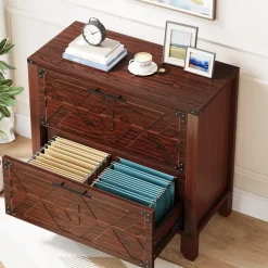 Online Tribesigns Retro File Cabinet, Storage Cabinet with 2 Storage Drawers